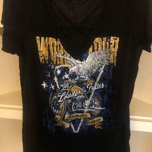 Distressed motorcycle tshirt